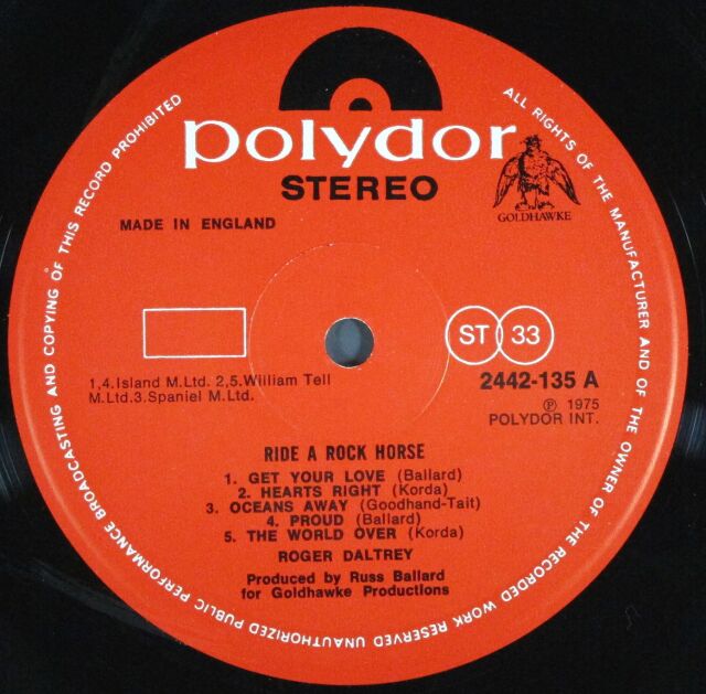 Roger Daltrey ロジャー・ダルトリー / Ride A Rock Horse 中古
