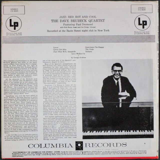 Dave Brubeck Quartet デイブ・ブルーベック / Jazz: Red Hot And Cool