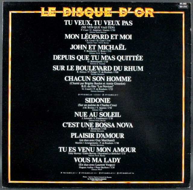 Brigitte Bardot ブリジット・バルドー / Le Disque D'Or 中古レコード