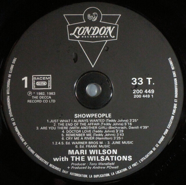 Mari Wilson Showpeople 12㌅レコード 女性シンガー】Mari Wilson マリ・ウィルソン / Showpeople