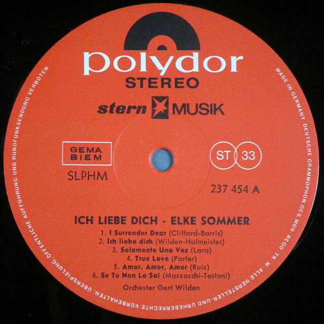 女性シンガー】Elke Sommer エルケ・ソマー / Ich Liebe Dich