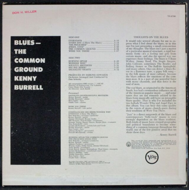 ★ＵＳオリジナル盤シュリンク付★『ザ・コモン・グラウンド』ケニー・バレルＬＰ Kenny Burrell ケニー・バレル / Blues - The Common Ground ザ