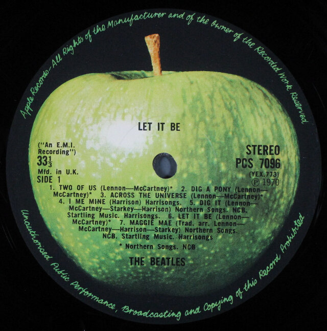 日本製 2ウェイ BEATLES☆Let It Be UK Parlophone/Apple オリ