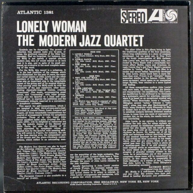 MJQ モダン・ジャズ・カルテット / Lonely Woman 淋しい女 中古
