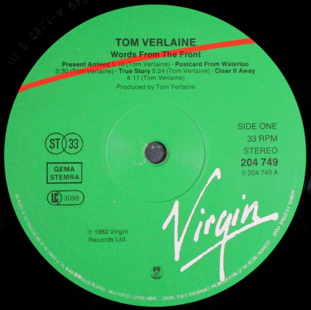 Tom Verlaine トム・ヴァーレイン / Words From The Front 中古