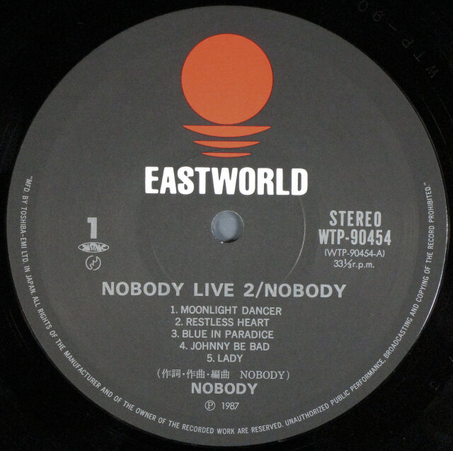 LPレコード NOBODY GOT A FEELING 国内盤 ノーバディ 美品