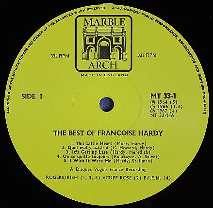 女性シンガー】Francoise Hardy フランソワーズ・アルディ / The