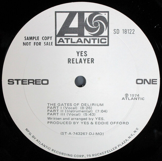 リレイヤー　イエス　レコード　パイオニア DJプロモ Yes イエス / Relayer リレイヤー | プログレッシブの