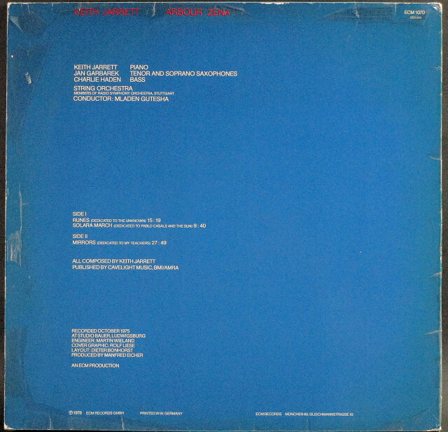 Keith Jarrett キース・ジャレット / Arbour Zena ブルー