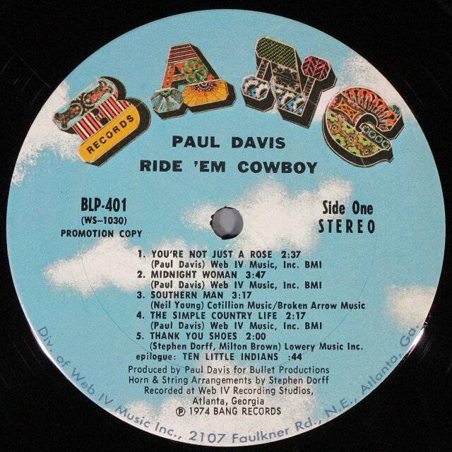 Paul Davis ポール・デイヴィス / Ride 'Em Cowboy ライド・エム