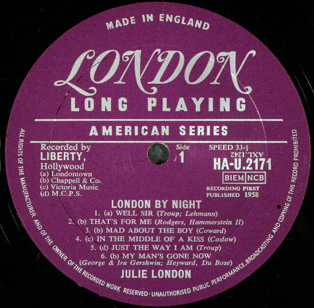 Julie London ジュリー・ロンドン / London By Night | 女性