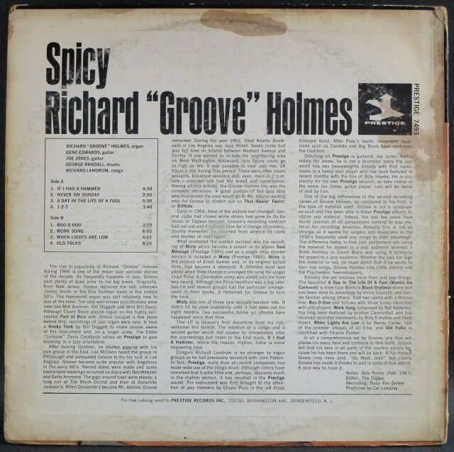 JAZZ】Richard Groove Holmes リチャード・グルーヴ・ホルムズ / Spicy