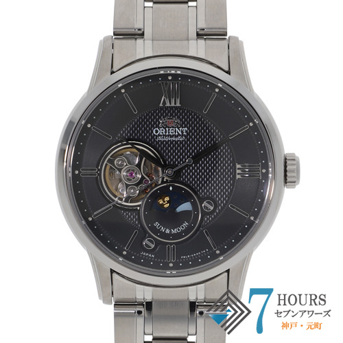 【125988】 ORIENT オリエント F6L2-UAA0 サン&ムーン ブラックダイヤル SS 自動巻き 保証書 純正ボックス