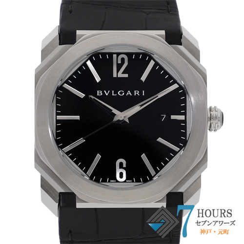 【144858】 BVLGARI ブルガリ BGO041BSLD オクト ブラックダイヤル SS/レザー（クロコ） 自動巻き ギャランティーカード 純正ボックス