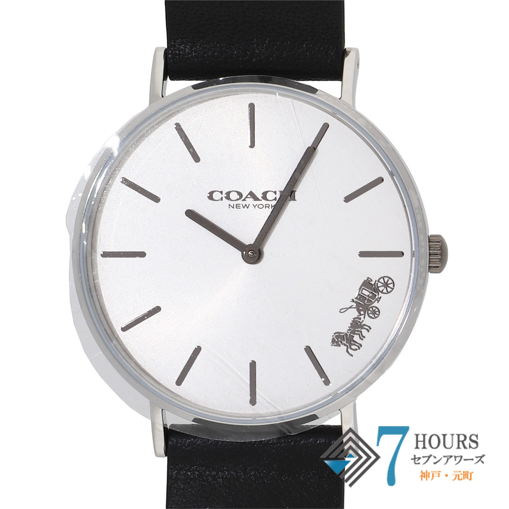 【151155】 COACH コーチ CA.120.7.14.1593 チャールズ シルバーダイヤル SS/レザー クオーツ 純正ボックス 未使用品