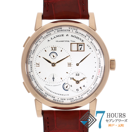 【123034】 A.LANGE＆SOHNE ランゲ＆ゾーネ 116.032 ランゲ1タイムゾーン シルバーダイヤル PG/レザー（クロコ） 手巻き ギャランティーカード 純正ボックス