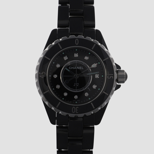 Rei。美品 CHANEL時計 J12 12Pブラック H1625 CHANEL/シャネル】 J12 H1625 ブラック 腕時計 セラミック
