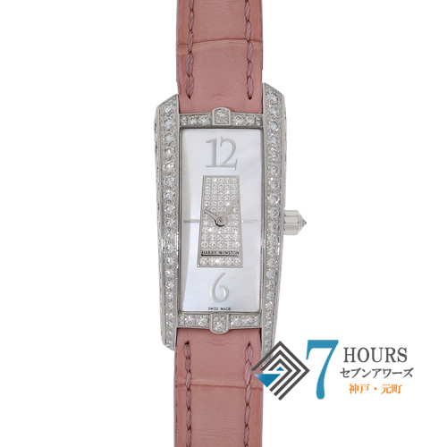 【127526】 HARRY WINSTON ハリーウィンストン 340LQW アヴェニュー トラフィック ホワイトシェルダイヤル WG/レザー（クロコ） クオーツ 当店オリジナルボックス
