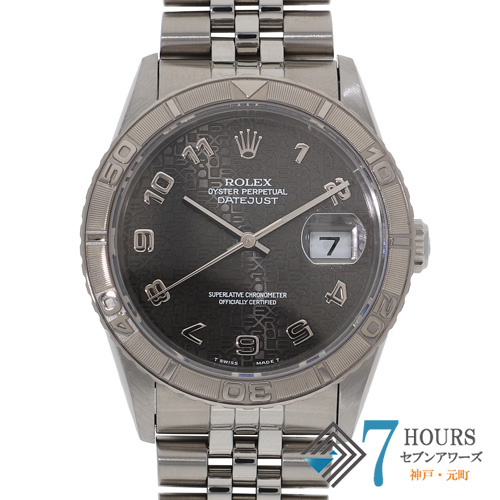 【135438】 ROLEX ロレックス 16264 デイトジャスト 36 サンダーバード グレー ホリコンアラビアダイヤル S番 WG/SS 自動巻き 保証書 当店オリジナルボックス