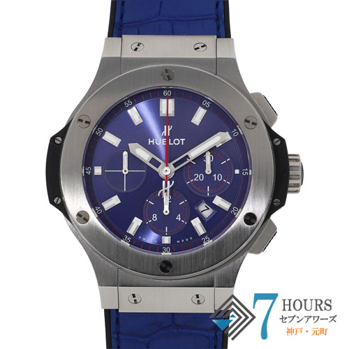 【138854】 HUBLOT ウブロ 301.SX.7123.VR.FCJ15 ビッグバン サッカー日本代表モデル ブルーダイヤル SS/ラバー/レザー（クロコ） 自動巻き ギャランティーカード 純正ボックス
