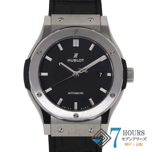 【139442】 HUBLOT ウブロ 542.NX.1171.LR クラシック・フュージョン ブラックダイヤル チタニウム/ラバー/レザー（クロコ） 自動巻き ギャランティーカード 純正ボックス