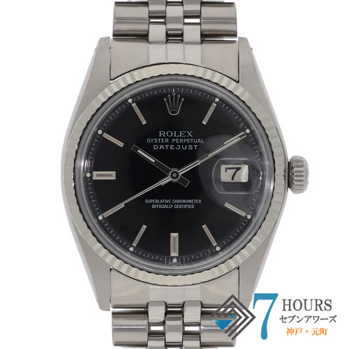 【143666】 ROLEX ロレックス 1601 デイトジャスト 36 ブラックダイヤル 51番 WG/SS 自動巻き