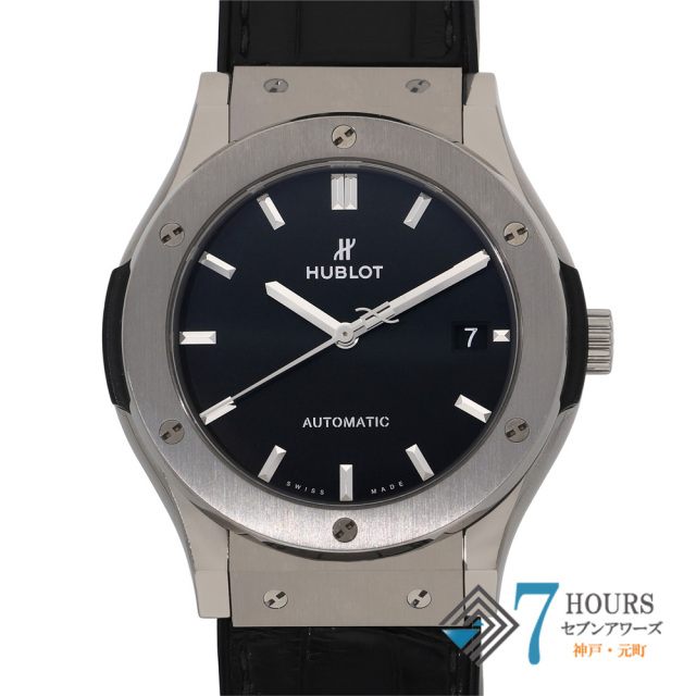 【144071】 HUBLOT ウブロ 511.MX.1171.LR クラシックフュージョン ブラックダイヤル チタニウム/レザー 自動巻き ギャランティーカード 純正ボックス