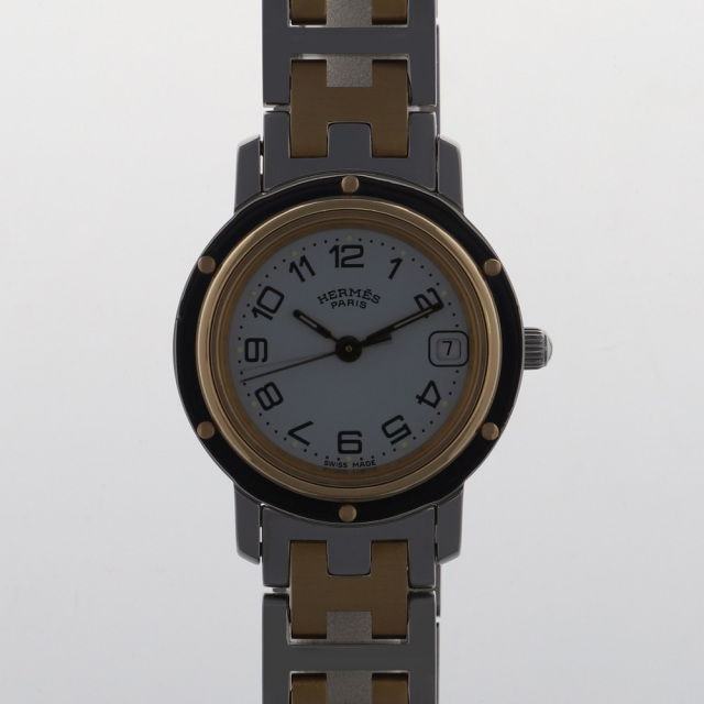 HERMES エルメス CL4.220 クリッパー ホワイトダイヤル ステンレス/GF