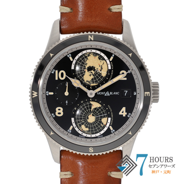 【148477】 MONTBLANC モンブラン MB119286 ジオスフェール ブラックダイヤル SS/CE/レザー 自動巻き ギャランティーカード 純正ボックス