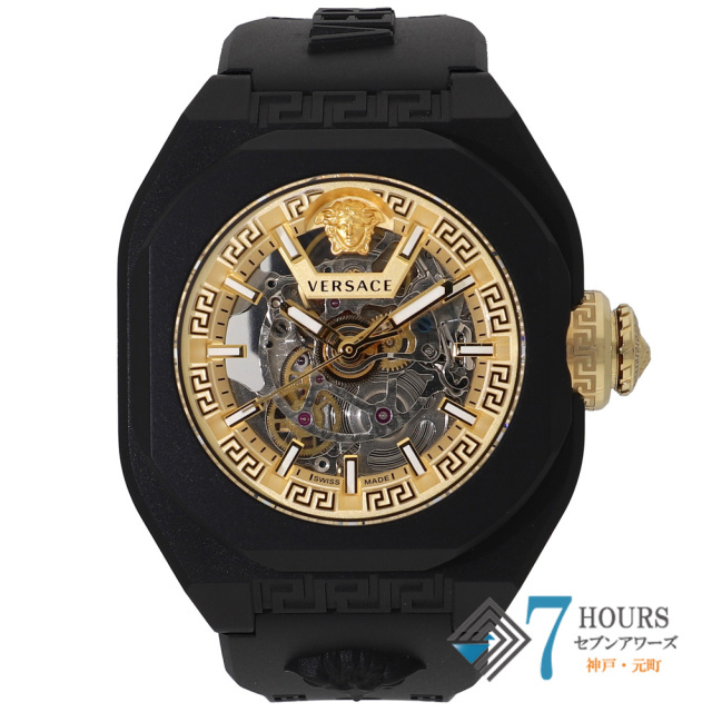 【149122】 VERSACE ヴェルサーチ VE7L00123 Vレジェンド スケルトンダイヤル GP/ラバー 自動巻き ギャランティーカード 純正ボックス
