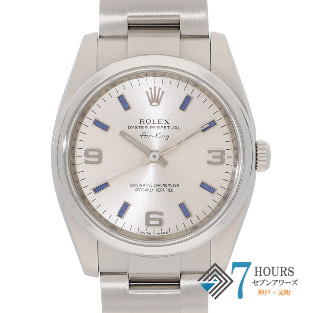 【149486】 ROLEX ロレックス 114200 エアキング シルバー369ブルーバーダイヤル V番 SS 自動巻き ギャランティーカード 当店オリジナルボックス