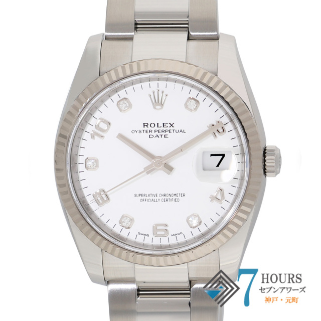 【150514】 ROLEX ロレックス 115234G オイスターパーペチュアル 34 ホワイト飛びアラビアダイヤル ランダム番 WG/SS 自動巻き ギャランティーカード 純正ボックス