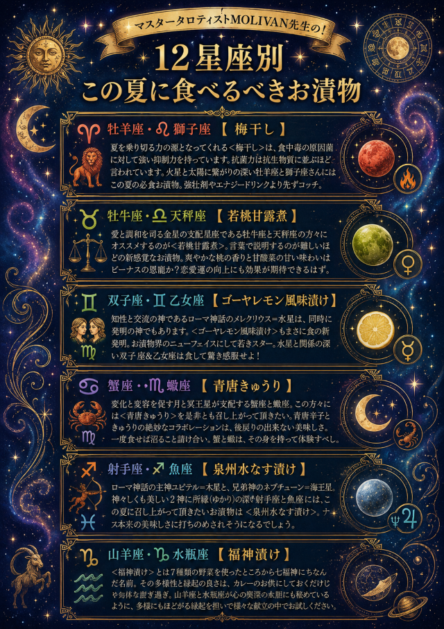 星座別！この夏食べるべき開運漬物セット