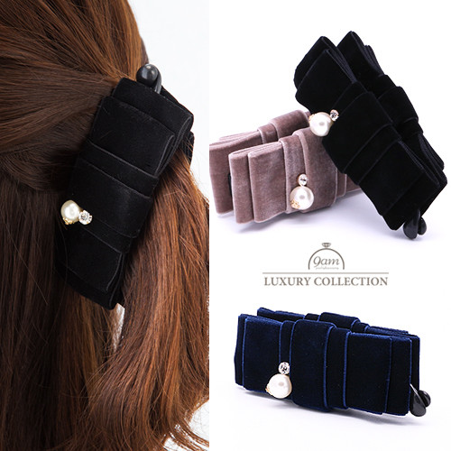バナナクリップ ベルベット リボン バナナクリップ 上品 リボンバナナクリップ デイリー オフィス ベルベット ヘアアクセサリー ヘアアクセ ヘアアレンジ 大人可愛い 上品 ヘアクリップ リボン パール ビジュー プレゼント 9am