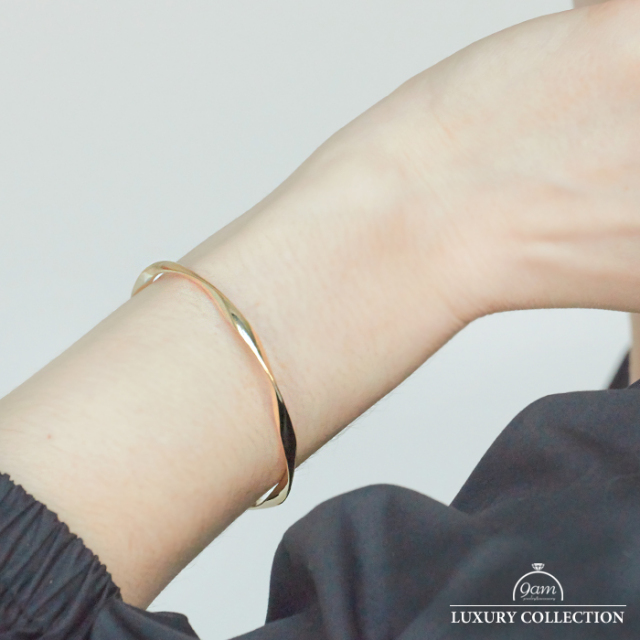 ブレスレット シンプル ツイスト ニッケルフリー バングル 上品 ゴールド シルバー