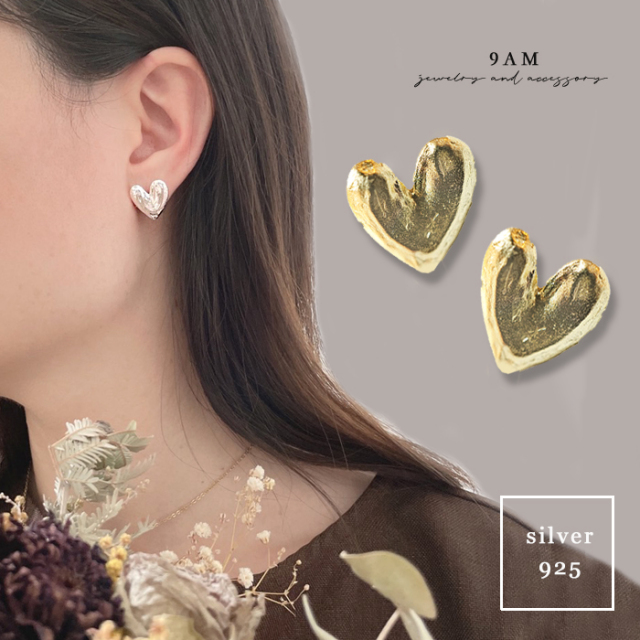 【30%OFFクーポンあり】【30%OFF】【予約】ピアス ハート　silver925 レディース 金属アレルギー対応 シルバー ゴールド  シルバー925 大人 カジュアル 高品質 アクセサリー プレゼント 大人可愛い 韓国 両耳用 シンプル パーティー 