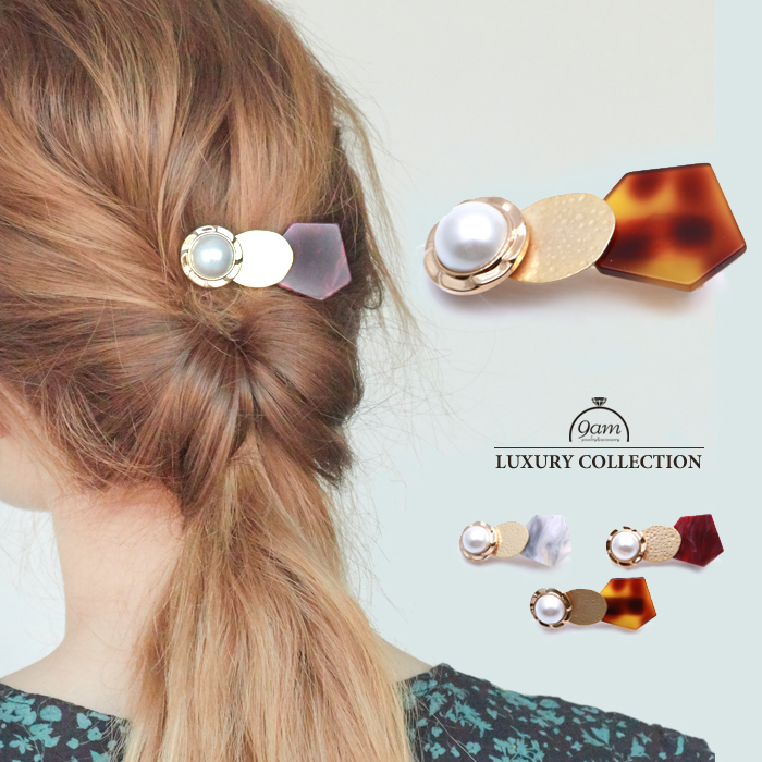 ヘアクリップ べっ甲 ヘアアクセサリー パール 大人可愛い 上品 9am ヘアクリップ べっ甲 ヘアアクセサリー パール 大人可愛い 上品 9am