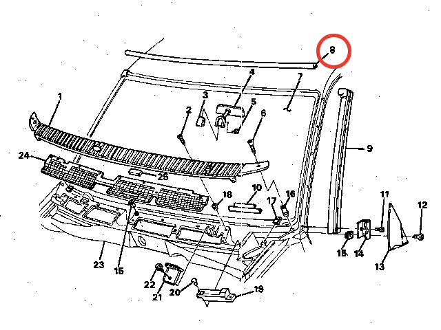 フロントガラスモールディング・UP（三分割用）/純正　アストロ・サファリ