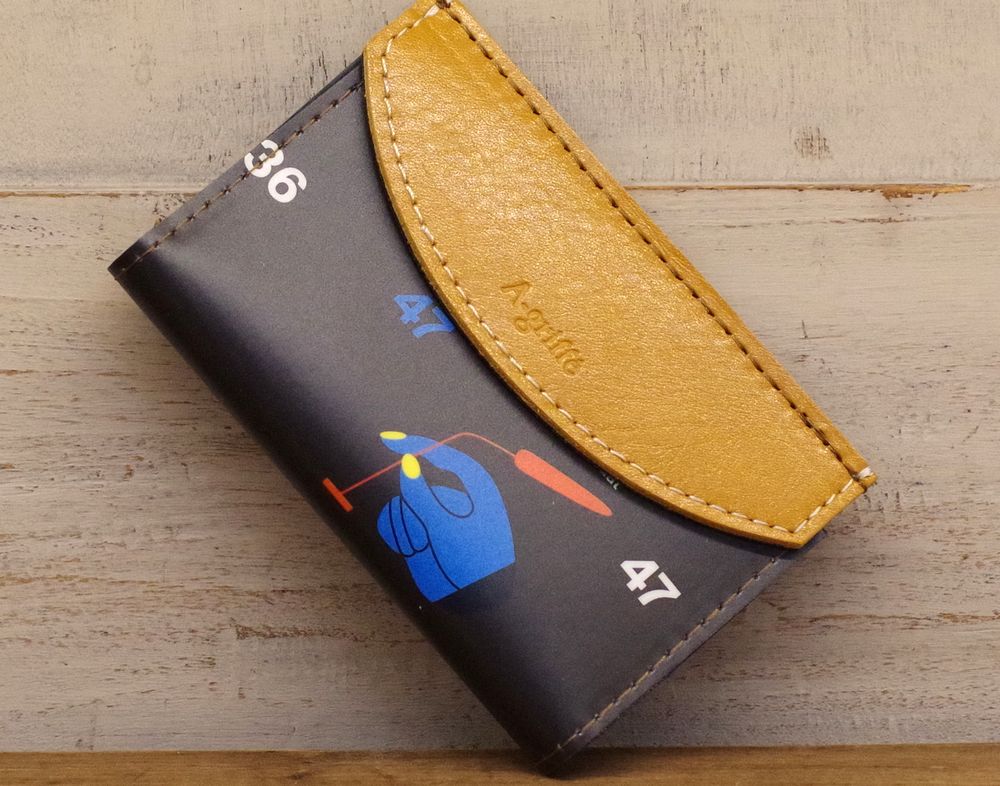【ペーパー スモールウォレットシリーズ】 リサイクルペーパー＆牛革 カードケース 13
