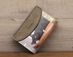 【ペーパー スモールウォレットシリーズ】 猫＆ヨーロッパ新聞柄＆牛革 カードケース 03