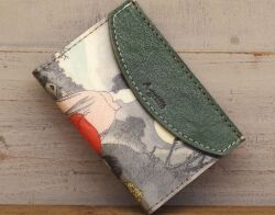 【ペーパー スモールウォレットシリーズ】 和古書柄＆牛革 カードケース 03