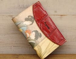 【ペーパー スモールウォレットシリーズ】 和古書柄＆牛革 カードケース 01