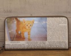 《猫三昧》【 SNS掲載商品 】 リサイクルペーパー＆牛革 ラウンド長財布 S09