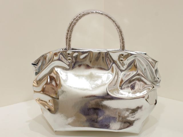 ☆キラキラ箔シルバー色☆【超軽量チェーンバッグ】ランチバッグ