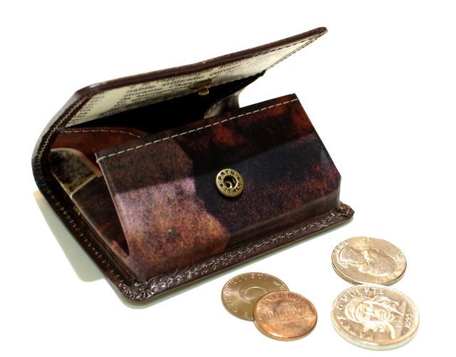 世界に一つだけのコインケース】 牛革＆ヴィンテージペーパーコイン  