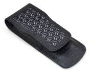 【牛革彫刻　ペンケース】　組亀甲柄×ロンドンストライプ柄　ミッドナイトブルー色