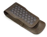 【牛革彫刻　ペンケース】　組亀甲柄×ロンドンストライプ柄　ブロンズ色