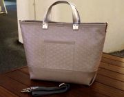 【世界に一つだけのトートバッグ】和紙トート　麻の葉柄　シルバーグレイ色　