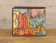 【 SNS掲載商品 】 ヴィンテージMAP＆牛革　2つ折り札入れ S07