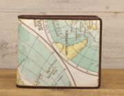【 SNS掲載商品 】 ヴィンテージMAP＆牛革　2つ折り札入れ S08